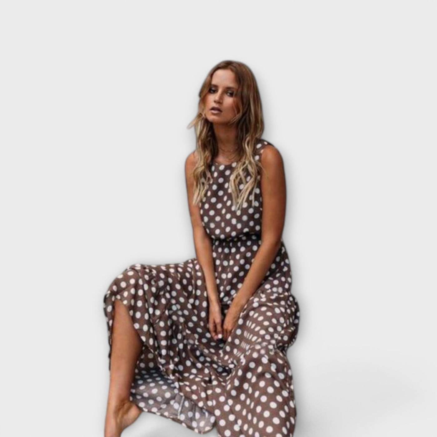 Danae - Belaidės boho-midi suknelės su spalvotais taškeliais